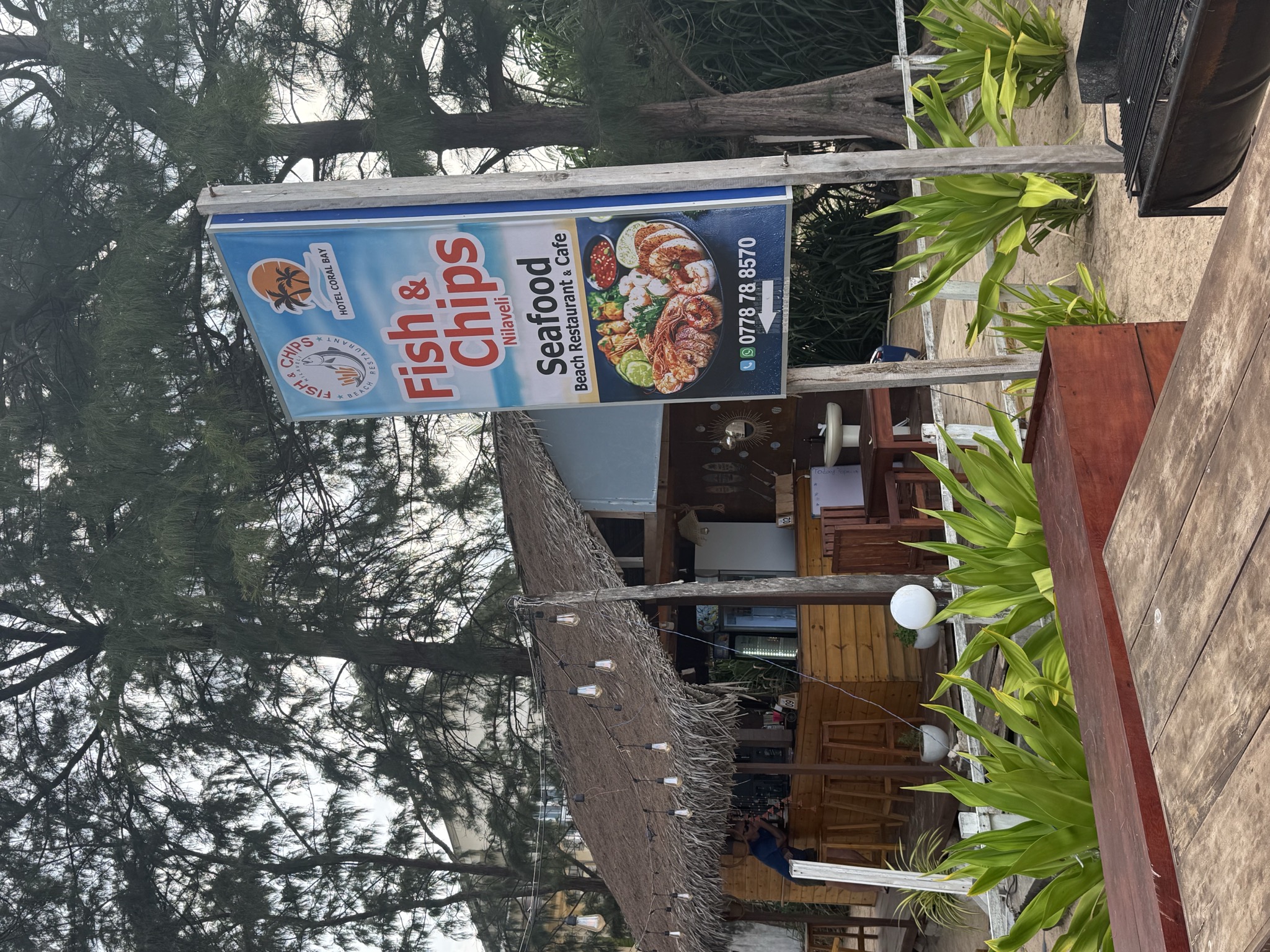Restaurant advertising fish and chips with AI-generated imagery